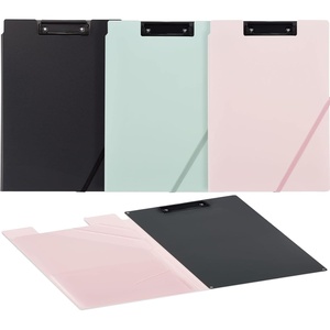 Kokuyo Clipboard Folder, Pink A4 Foldable Clipboard Folio with Clip. 360 Degree Binder Clipboard with Elastic Band, File Cover Work Folder Clipboards with Pen Slot (Joha-MC50P)(Assorted Color)