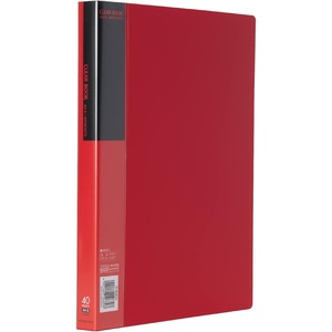 Kokuyo File, Clear Book, Display Book, Presentation Binder with Plastic Sleeves 40-Pocket Bound, Art Portfolio Folder, Sheet Protector for Artwork and Document, A4, Yellow, Japan Import (RA-B40Y)(Red)