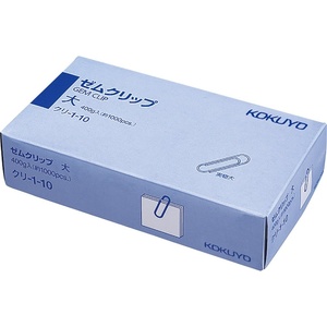 Kokuyo Gem Paper Clip, Big Size 1.1in (28mm), 1000pcs, 400g, Silver Paper Clips, Suitable for Office, School, and Daily use (KURI-1-10)