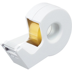 Kokuyo Portable Tape Dispenser, Hand Type Tape Roll Dispenser (Tape Included)，Smooth Blade, Perfect for Office Desktop and Art Scrapbooking (T-SM300W), White