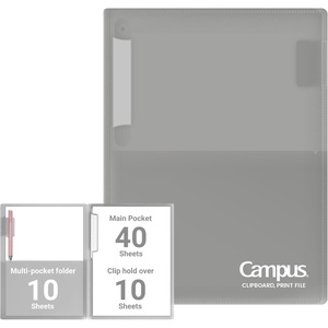 Kokuyo Portfolio Folder with Pockets Folder for Paper Organization,Heavy Duty Pocket Folder Fits US Letter & A4，Flip & Write Surface,Dual-Purpose Clip & Pocket Design(FU-CEH755M)(Gray)