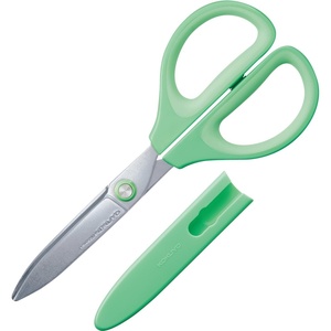 Kokuyo Saxa Glueless Scissors, Yellow, 3D Blade, Symmetrical Handle for Both Right-hand and Left-hand, with Safety Cap, Japan Import (HASA-P280Y)(Green)