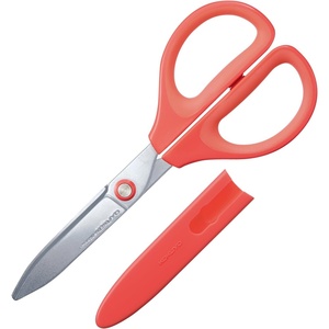 Kokuyo Saxa Glueless Scissors, Yellow, 3D Blade, Symmetrical Handle for Both Right-hand and Left-hand, with Safety Cap, Japan Import (HASA-P280Y)(Red)