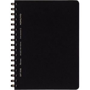 Kokuyo Spiral Graph Notebook, 5.8” x 4.1” Business Journal A6 Soft Ring Notebooks with 5mm Grid Ruled, 70 Perforated Sheets, Black 1 Subject Notebook, Note Taking for Work.Japan Import(SU-SV457S5-D)