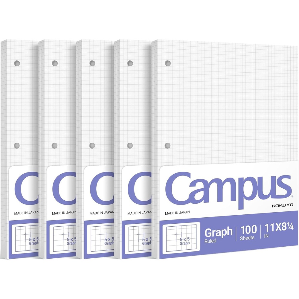 image:imageKOKUYO 5x5 Graph Paper Loose Leaf Paper 825x11 100 Sheets Smooth Writing Surface Bleed Resistant Filler Paper for Math Engineering Art Projects WSGNO887G25