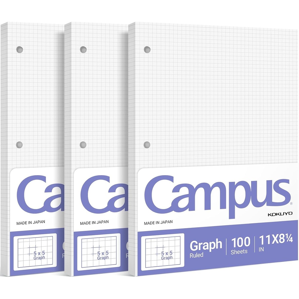 image:imageKOKUYO 5x5 Graph Paper Loose Leaf Paper 825x11 100 Sheets Smooth Writing Surface Bleed Resistant Filler Paper for Math Engineering Art Projects WSGNO887G23