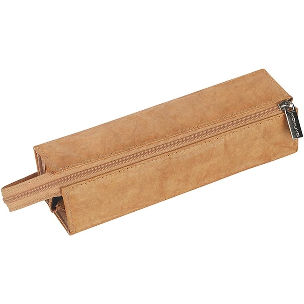 image:imageKOKUYO Square Pencil Holder Waterresistant Tearproof Lightweight Storage Box Durable Synthetic Paper Material Stationery Organizer for Desk GreyKraft Brown