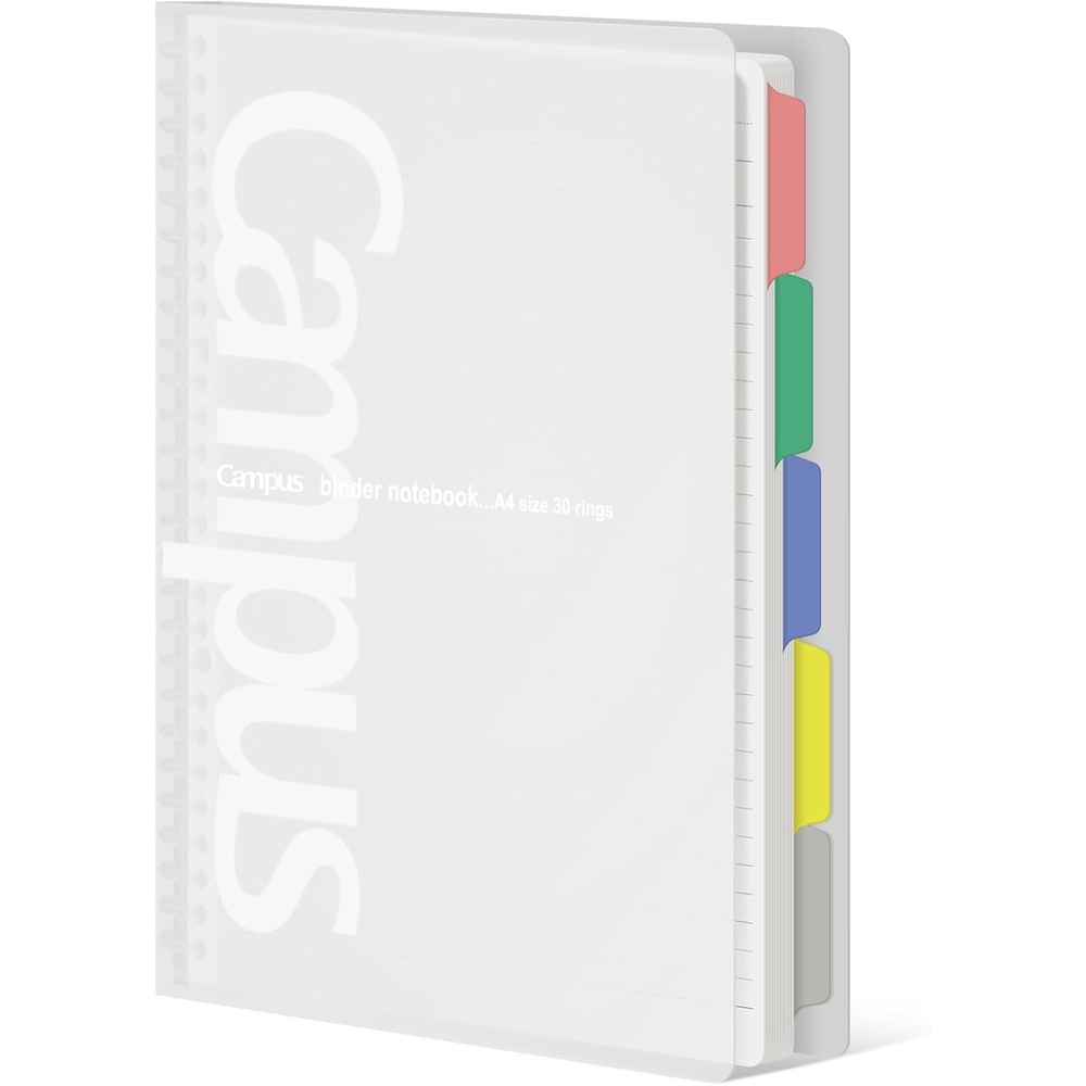 image:imageKOKUYO 5 Subject Spiral Notebook Campus A4 Refillable Journal with 5 Tab Dividers Up to 65 Sheet Capacity 50 Sheets in 7mm Dotted Ruled Loose Leaf Paper Light BlueClear