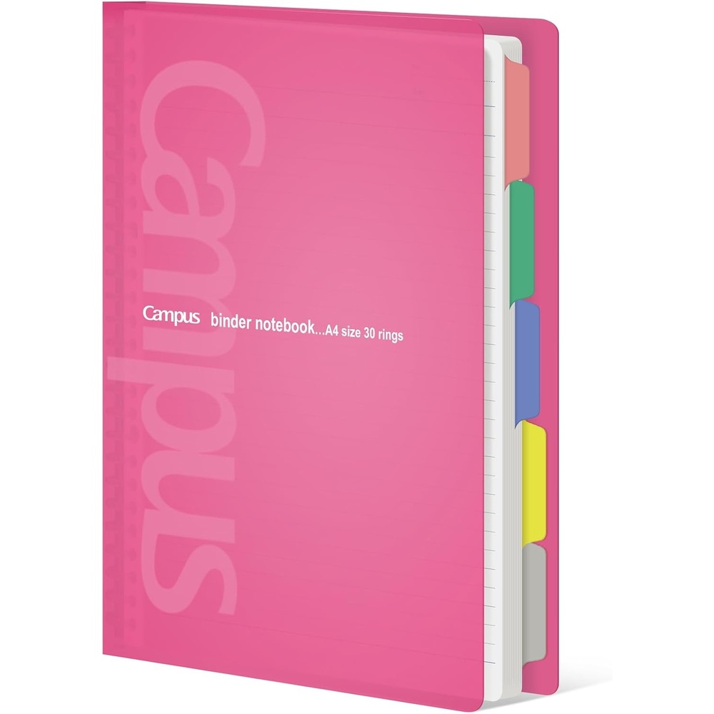 image:imageKOKUYO 5 Subject Spiral Notebook Campus A4 Refillable Journal with 5 Tab Dividers Up to 65 Sheet Capacity 50 Sheets in 7mm Dotted Ruled Loose Leaf Paper Light BluePink
