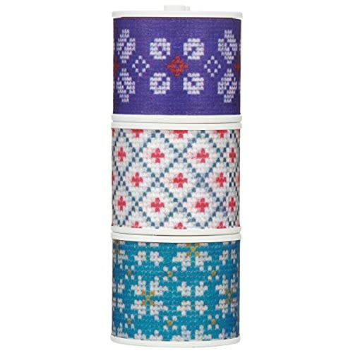 image:imageKOKUYO Bobbin Washi Tape Set 3 Pack Mini Masking Tape Embroidery Pattern 06 Wide 98ft Long SpaceSaving Design for Journals Planners DIY Crafts Japan Import TB111593SKnit