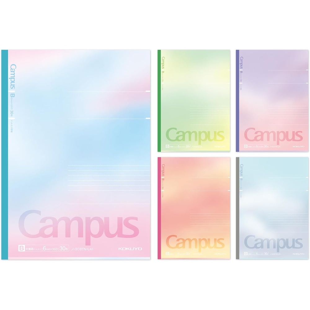 image:imageKOKUYO Composition Notebooks 5 Pack Campus SemiB5 Lined Notebook for School with 6mm Dot Ruled 30 Sheets Pastel Positive amp Relax Journal Notebook for Women Work Study Note Taking NO3CBTNL41X5