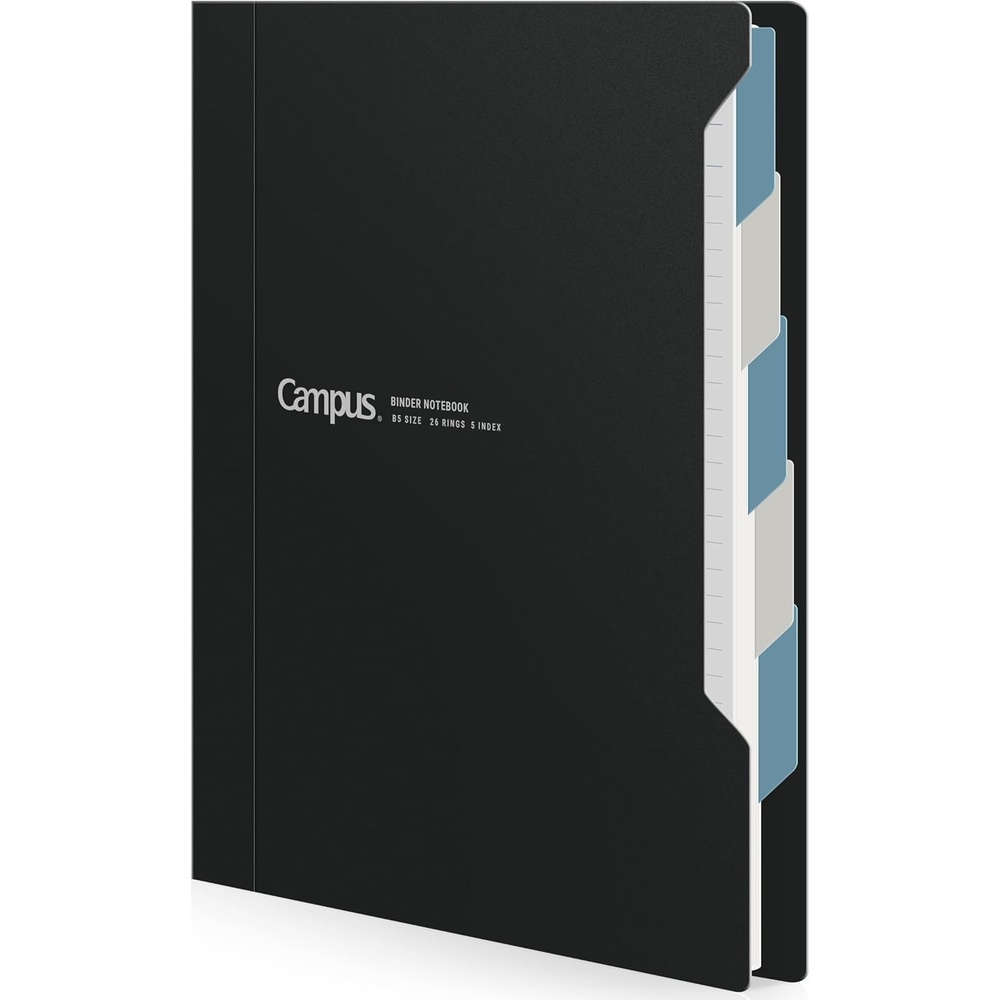 image:imageKOKUYO Refillable Spiral Notebook with Dividers amp Tabs B5 Hardcover 5 Subject Notebook Binder for Work 100 Sheets 5mm Ruled Campus Refillable Business Binder for Study amp Office Note Taking BlueBlack