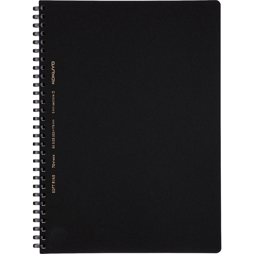 image:imageKOKUYO Spiral Graph Notebook 10 x 7 Business Journal B5 Soft Ring Notebooks with 5mm Grid Ruled 70 Perforated Sheets Black 1 Subject Notebook Note Taking for Work SUSV407S5DB5