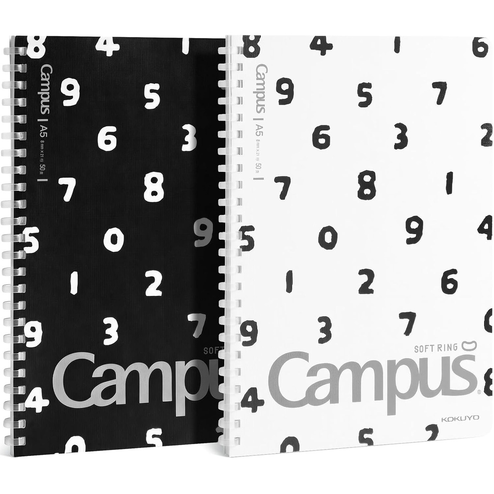 image:imageKOKUYO Spiral Lined Notebook 83 x 58 Pastel Journal A5 Soft Ring Notebooks with 8mm Dot Ruled 50 Sheets 1 Subject Notebook for School and Note TakingBlack  White