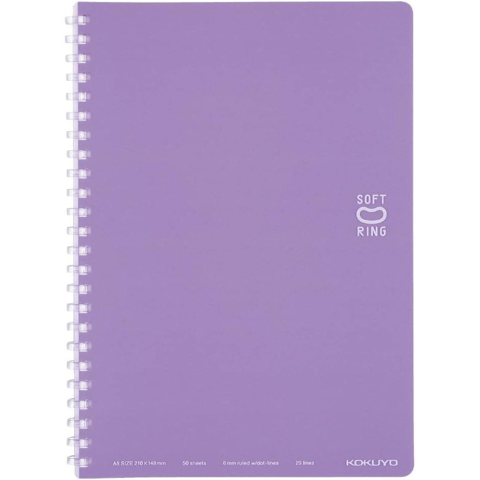 image:imageKOKUYO Spiral Lined Notebook 83 x 58 Pastel Journal A5 Soft Ring Notebooks with Dot 6 mm Ruled 50 Sheets Purple 1 Subject Notebook Note Taking for School Japan Import SUSV331BTVPurple